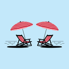 Vacation relaxation with beach chairs and umbrellas perfect summer getaway concept for posters and postcards dreamy retreat