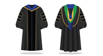 Academic regalia showcasing detailed design elements and color combinations symbolizing educational accomplishment and graduation ceremony garments