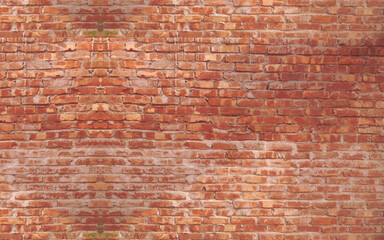 Light red real brick wall texture background, pattern wallpaper. red bricks wall texture real wall soft light