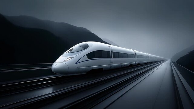 High-speed train speeding on the tracks
