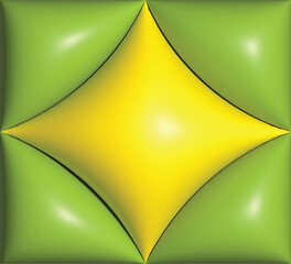 Abstract green background illustration with stars and a bright yellow symbol, triangle shape design