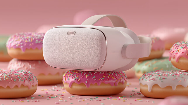 Minimalistic Flat Mock-up of VR Headset Modern Technology Gaming Device Product Generated AI