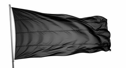 Black Fabric Flag Waving in the Wind Realistic 3D Render
