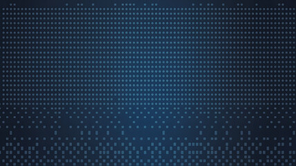 Abstract digital pattern of small squares on a dark blue gradient background, suggesting data or technology