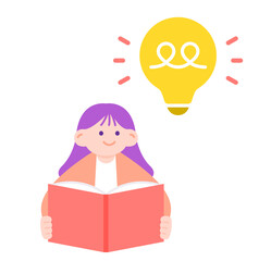 本を読んでひらめく女の子のイラスト
