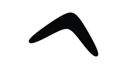 A simple black silhouette of a boomerang on a white background representing return and travel silhouette
