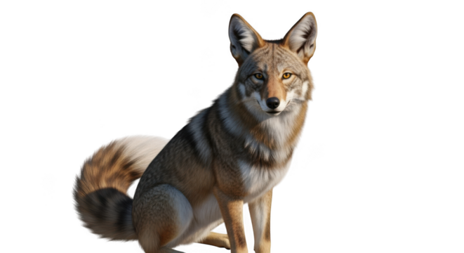 Coyote looking alert in natural light wild canine mammal