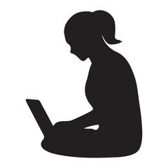 girls working for office Silhouette 