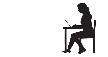 one girls working for office Silhouette 