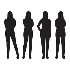 Four girls standing office Silhouette 