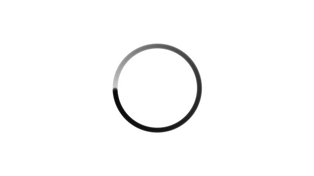 A black loading circle with a gradient fill on a white background representing a upload, download or progress indicator