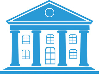 Fototapeta premium Blue courthouse, representing justice, law, government, and civic duty, ideal for legal and political themes