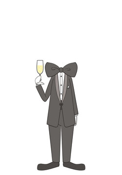 タキシード姿の男性キャラクター全身イラスト・顔なしPNG