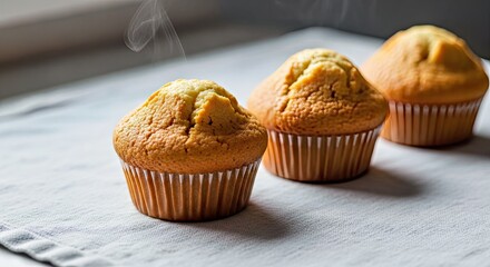 Clean Minimalist Arrangement of Golden Muffins Showcasing Simple Home Baking Delight