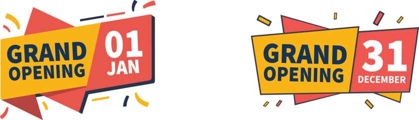 grand opening special event celebration banners, launch announcement marketing vector