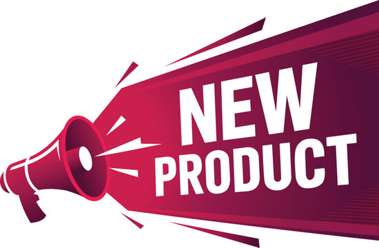 new product megaphone announcement, launch promotion marketing banner vector