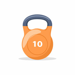 Orange Kettlebell with Gray Handle and Number 10 Design.