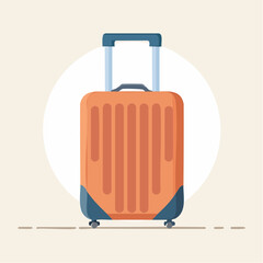 Orange Suitcase with Blue Accents and Telescopic Handle Ready for Travel.