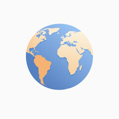 Stylized Globe Featuring South America in Orange and Blue Outlines.