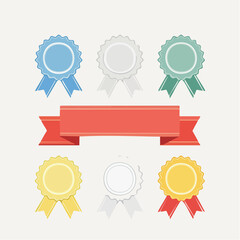 Colorful Award Ribbons and Banner with Various Colors and Designs.