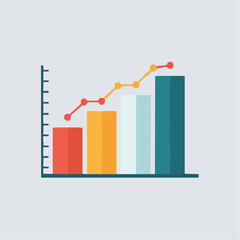 Colorful Bar Graph with Ascending Line Illustrating Business Growth and Trends.