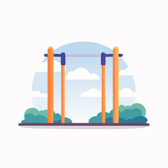Colorful Illustration of a Calisthenics PullUp Bar in a Park Setting.