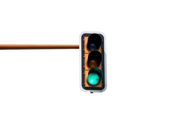 Traffic light with green light illuminated isolated on transparent background