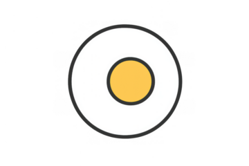 Fried egg flat icon representing breakfast food, cooking, and healthy eating, on a transparent background