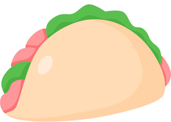 Cartoon Illustration of a Taco with Lettuce