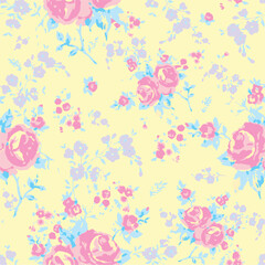 Flowers seamless pattern. vector illustration. Abstract flowers, floral vector with leaves