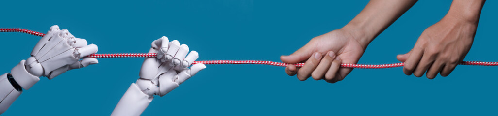 Tug of War: Human and AI Competition for the Future © showcake