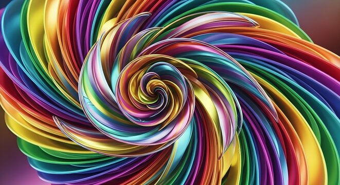 Eye-catching vibrant rainbow swirl with metallic sheen. Modern and dynamic abstract background for creative designs and visual communication.