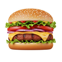 Delicious gourmet burger loaded with fresh toppings and melted cheese for a satisfying meal