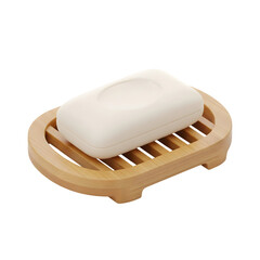 Natural wooden soap dish holding bar of soap cleanliness hygiene home bathroom essential