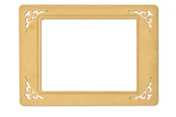 Ornate traditional asian picture frame with cutout border and vintage detail on transparent background