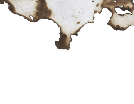 A single piece of old, aged paper with burnt and scorched edges isolated on a transparent background png