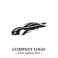 Car Running Fast Logo Symbol in Black on the White Background with Dynamic Speed Design