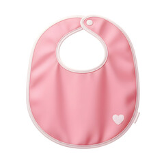 Soft pink baby bib with white trim and snap closure for mess-free mealtime fun