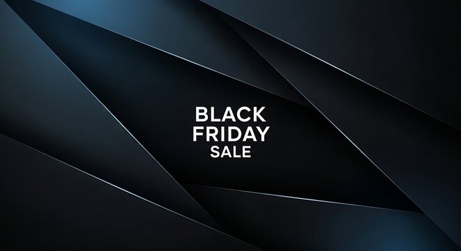 Black Friday Sale Abstract Geometric Dark Background with Blue Light Accents image