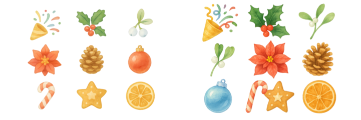 Colorful holiday decorations and symbols for a cheerful celebration season filled with festive spirit and joy