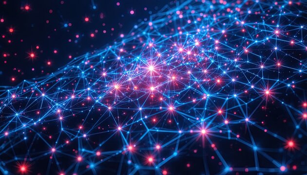 Dynamic network connections glowing with vibrant energy, perfect for modern tech solutions and futuristic innovation concepts, a stunning visual for the digital age - Powered by Adobe
