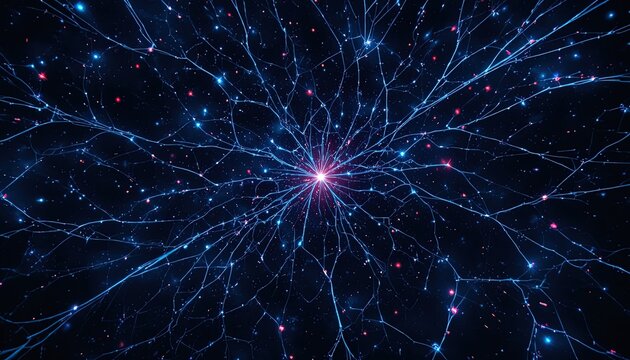 Stunning neural network illustration symbolizing artificial intelligence, machine learning and advanced technology connections for cutting-edge innovation