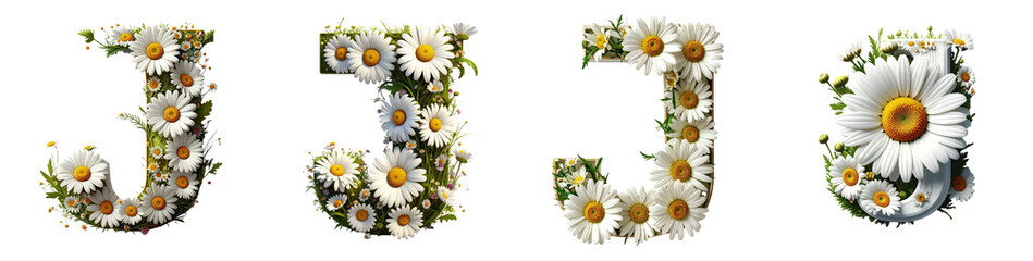 Obraz premium daisy letter J creative typographic design with refined lines and vibrant colors.