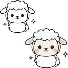 vector illustration of cartoon sheep