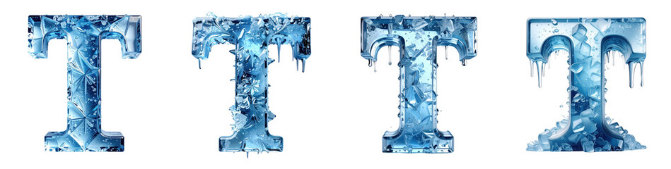 ice pattern letter T detailed lettering design with sharp clarity and balanced composition.