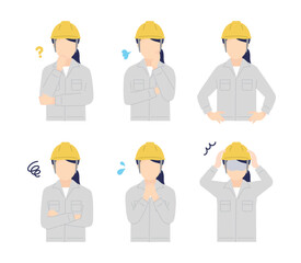 ヘルメットをかぶった作業員のイラスト素材セット