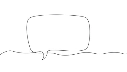 Single line oval bubble chat. continuous one line of speech bubble. minimalist square single line doodle. vector illustration