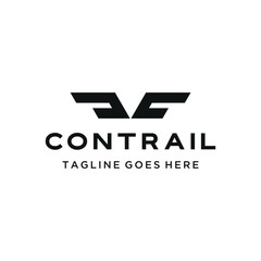 Modern Initial Letter C with minimalist stylized wings flight symbol pattern for Aviation travel or technology branding logo design