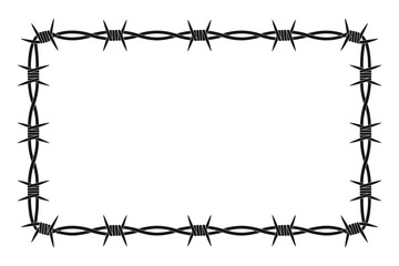 Rectangular barbed wire frame border on a clean white background