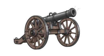 Illustration of a pirate canon, clean white background